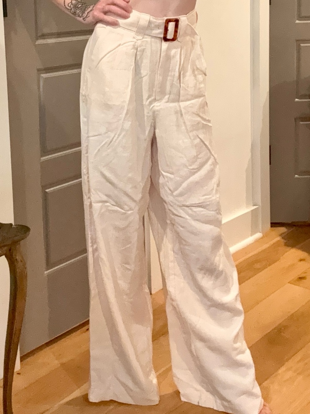 Spell & the Gypsy Collective Wide-Leg Linen Blend Pants in Ivory